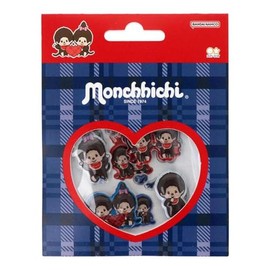 Sun-Star Stationery Monchhichi Goods Sticker Puffy Blue Check S8813957