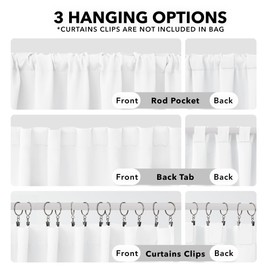 Deconovo Blackout Curtains, Thermal Insulated Room Darkening Drapes, Back Tab & Rod Pocket for Bedroom & Living Room, Noise Reducing, Set of 2, Pure White, 52W x 45L Inch