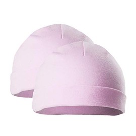 Soft Touch Pack of 2 Baby Hat Baby Boys Girls Cotton Hat Newborn and 0-3 Months Grey, Sky Blue, Pink & White H3 (Pink)