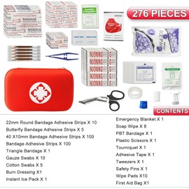 276PCS First Aid Kit Home Car Camping Hiking Emergency Supplies Small Compact Lovely Bag for School Outdoor, Basic Outdoor Essentials Survival Kit for Travel AMORNING