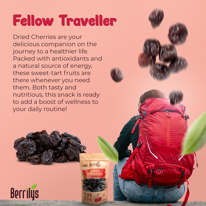 Berrilys Dried Dark Sweet Cherries, No Added Sugar, 10 oz,