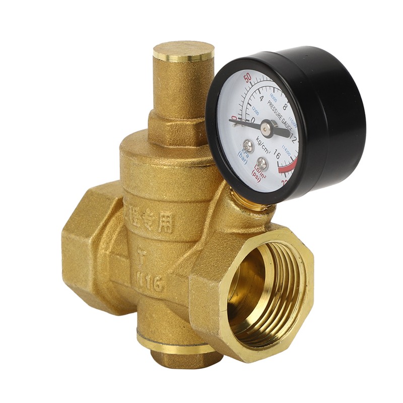 DN25 Brass Adjustable Water Pressure Reducing Regulator Reducer Gauge Meter
