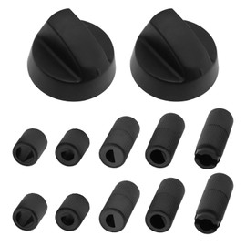 LT Easiyl 2 Sets Universal Plastic Control Knobs Selector Switch Multicooker Replacement for Hot Air Fryer Mini Oven Cooker Grill with Adapter Button Switch Black
