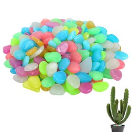WeddHuis Pack of 100 Glow-in-the-Dark Pebbles Garden Path Decorations Planters Aquariums Resin Stones (Coloured, Fluorescent)