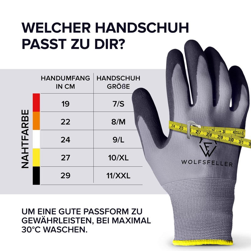 WOLFSFELLER Premium Work Gloves Men's Size 10, 5 Pairs Robust