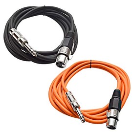 Seismic Audio - SATRXL-F10-2 Pack of 10 Foot 1/4 Inch TRS to XLR Female Patch Cables - Balanced - 10 Foot Patch Cord - Black and Orange