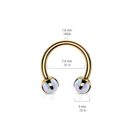 Amelia Fashion 16 Gauge Claw Set Opal Internally Threaded 316L Surgical Steel Horseshoes for Cartilage, Daith, Eyebrow, Septum and More (Choose Color) (Rose Gold/Opal White)