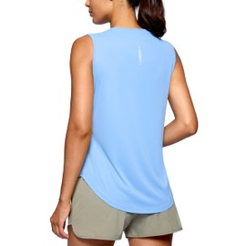 G Gradual Women's Workout Tank Tops Lightweight Sleeveless High Neck Athletic Shirts for Running Gym Tennis Pickleball, Haze Blue, L