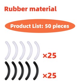 Eyelash Curler Refill Pads - Rubber Silicone Rubber Universal Eye Lash Curler Replacement with Clear Storage Box (Multicolor) (Rubber Black and White -50 Pieces)