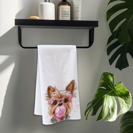 Cabana Bro Yorkshire Terrier Gifts Bathroom Hand Towels, Yorkie Gifts for Women Dog Mom, Funny Yorkshire Terrier Blow Bubbles Decorative Hand Towels for Kids Bath Room Washroom Spa Dorm, 16x24 Inch