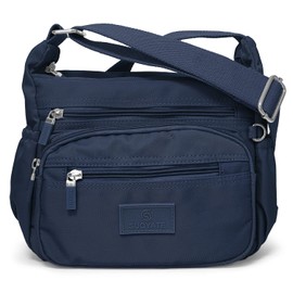 JNiA Multi-functional Shoulder Bag, Crossbody Crossbody Bag, Lightweight, Large Capacity! 9 Pockets for Women!, navy
