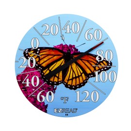 EZREAD Hanging Dial Thermometer 840-1235 Weather Thermometers for Indoor and Outdoor Use, Large 12.5 Inch Diameter, Easy to Read Numbers, Butterfly