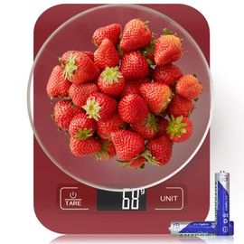 GeeRic Food Scale, Digital Kitchen Scale 22lb/10kg Capacity, 6 Units with Tare Function Food Scale for Cooking, Baking, and Meal Prep Red