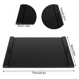 Stove Top Noodle Board Cover, Pine Wood Cover Tray with Metal Handles, 30 x 22In Durable Extra Thicken Stove Cover Noodle Board Cutting Board (Black)