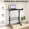 SIDUCAL Standing Desk Adjustable Height, Small Mobile Table with Wheels,