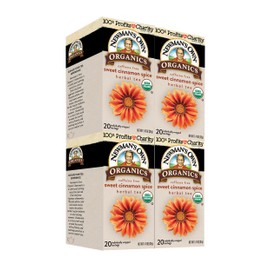 Newman's Own Organic Sweet Cinnamon Spice Herbal Tea with Rooibos Tea with Organic Ginger 20 Individually Wrapped Tea Bags Per Box (Pack of 4) USDA Certified and Kosher Cinnamon Tea Caffeine-Free
