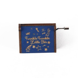 Enwye Hand Crank Vintage Engraved Musical Box, Littele Star Wood Music Box, Mini Colorful Hand Operated Musical Boxes for Birthday Thanksgiving Wedding Valentine