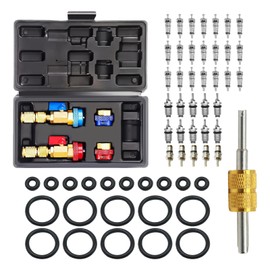 Saihisday Valve Core Tool 35 Pcs Air Condition Valve Core, Car Air Conditioner Valve Core Seal Kit with 3 Pcs Remover Tool with 20 Pcs O-Ring Rubber Seal for Car (A/C R12 R134a R1234YF)