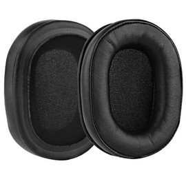 Geekria QuickFit Protein Leather Replacement Ear Pads for Audio-Technica ATH-MSR7 MSR7NC MSR7BK MSR7GM Headphones Earpads, Headset Ear Cushion Repair Parts (Black)