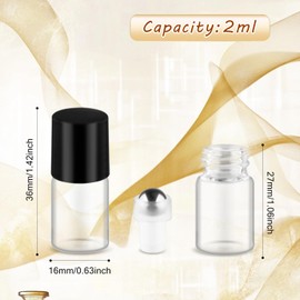 Cositina 100 Pcs Essential Oils Roller Bottles Mini Refillable Glass Perfume Bottles with Roller Balls for Home Travel - 2ml