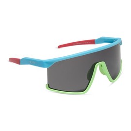 DIFF Sport Spike Designer Shield Sunglasses for women polarized protection, Aqua Blue Green Coral + Grey