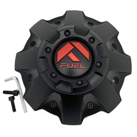Fuel Matte Black with RED Emblem Wheel Center Cap Set of Four (4) 1001-63MBQ with Screws and Installation Tools