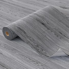 Oxdigi Peel and Stick Vinyl Flooring Roll 23"x 196"/32 Sq.Ft, Thicken Self Adhesive Vinyl Floor Tiles Wood Plank Flooring Waterproof Wear-Resistant for Any Room, Easy DIY Floor Coverings, Grey Wood