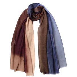 Elizabetta 86% Wool 14% Silk Scarves & Shawls for Women - Soft and Lightweight - Blue and Brown