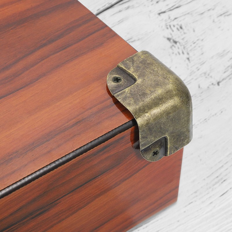 sourcing map 4 Pcs Decorative Box Corner Cover, 37mm Metal