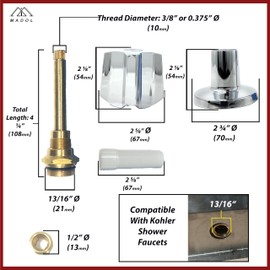 Trim Kit for Kohler – See Sizing for Correct fit- Remodel/Rebuild Set with Stems, Seats, Flanges with Chrome Handles – Hot & Cold Replacement Parts