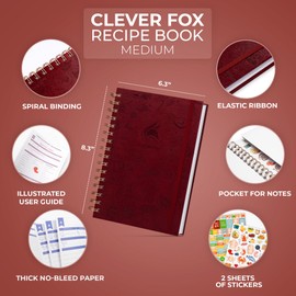 Clever Fox Recipe Book Spiral – Make Your Own Family Cookbook – Blank Recipe Notebook Organizer – Empty Cooking Journal to Write In Recipes – Medium Size, 6.3”x8.3”, Hardcover (Amber Yellow)