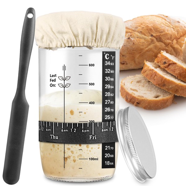 Zunmial Sourdough Starter Jar, Sourdough Starter Kit with Date Marked