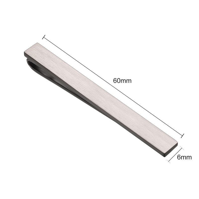 Asienice Thin Tie Clip, Matte Black, Collar, Black, Black, Formal/Black,