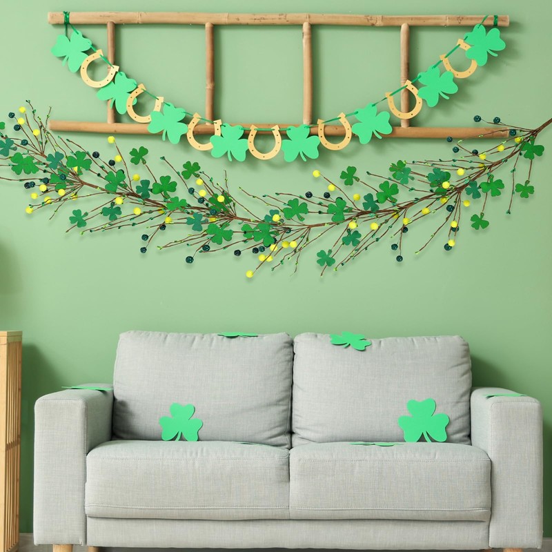 Winlyn 5.2 Ft Artificial St Patrick's Day Garland Lucky Shamrock