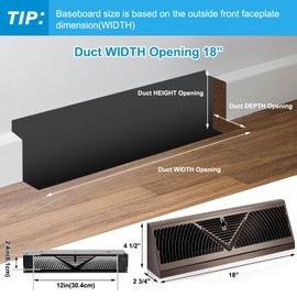 Yaocom 4 Pack 18 Inch Baseboard Register Duct Opening Size Vent Covers for Home Floor Wall Baseboard Air Vent Covers Supply Floor Baseboard Diffuser, Oil Rubbed Bronze