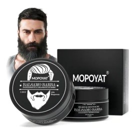 Pack de 2 Bálsamos para Barba MOPOYAT, Orgánico y Vegano, con Ginseng y Biotina, para Crecimiento Rápido de Vello Facial                              