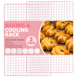 2 PCS Cooling Racks for Cooking and Baking, 16x10 Inches Stainless Steel Cooling Rack, Sheet Pan with Wire Rack for Baking Sheet, Bacon Rack Oven Safe Fits Jelly Roll Sheet Pan