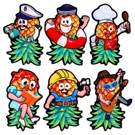 6pcs Upside Down Pineapple Magnet, Funny cruise door magnets Cute Cruise Magnets Magnetic Decorations Cruise Door Decorations Magnetic for Refrigerator Fridge Decor(Cruise Career Style)
