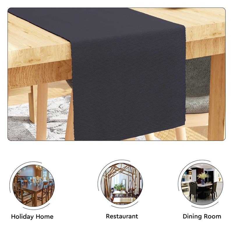 Encasa Table Runner for 8 Seat Dining Room, Solid Grey,