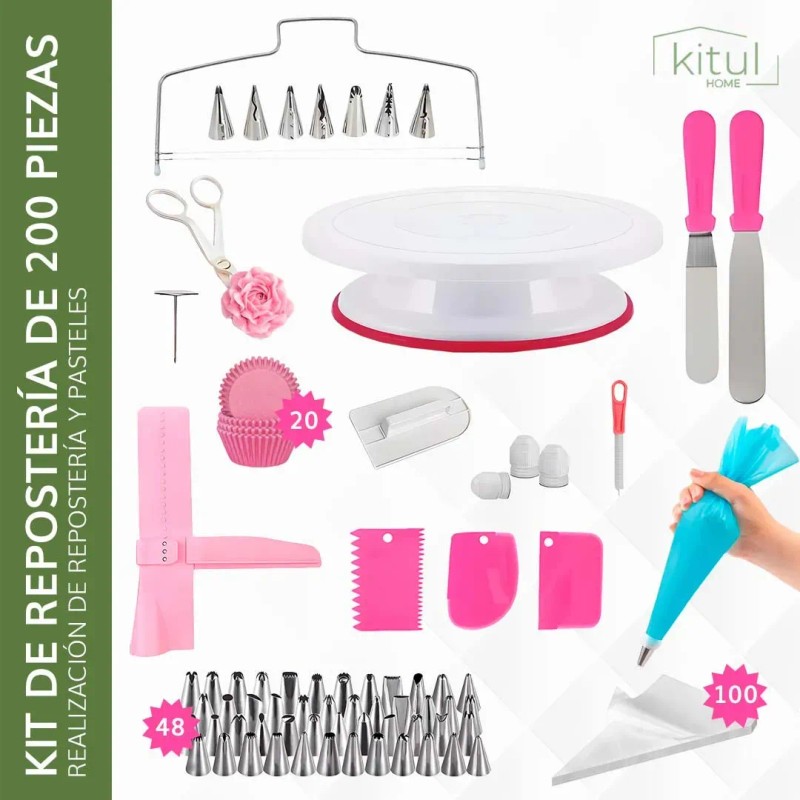 Kit Repostería 200pza Realización Repostería Pasteles Cocina