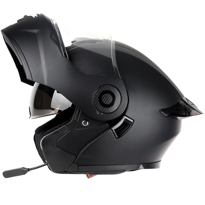 GDM Raptor Modular Bluetooth Motorcycle Helmet Flip-up, Matte Black (Medium)