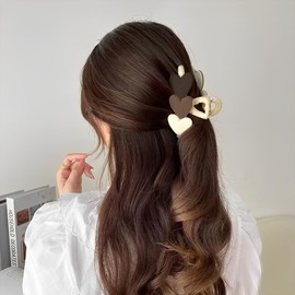 Heart Hair Clips Valentine's Day Hair Claw Clips Brown Heart Shape Claw Clips Matte Strong Hold Hair Jaw Clips Romantic Heart Hair Clip Hair Valentine Hair Styling Accessories Party Hair Decoration