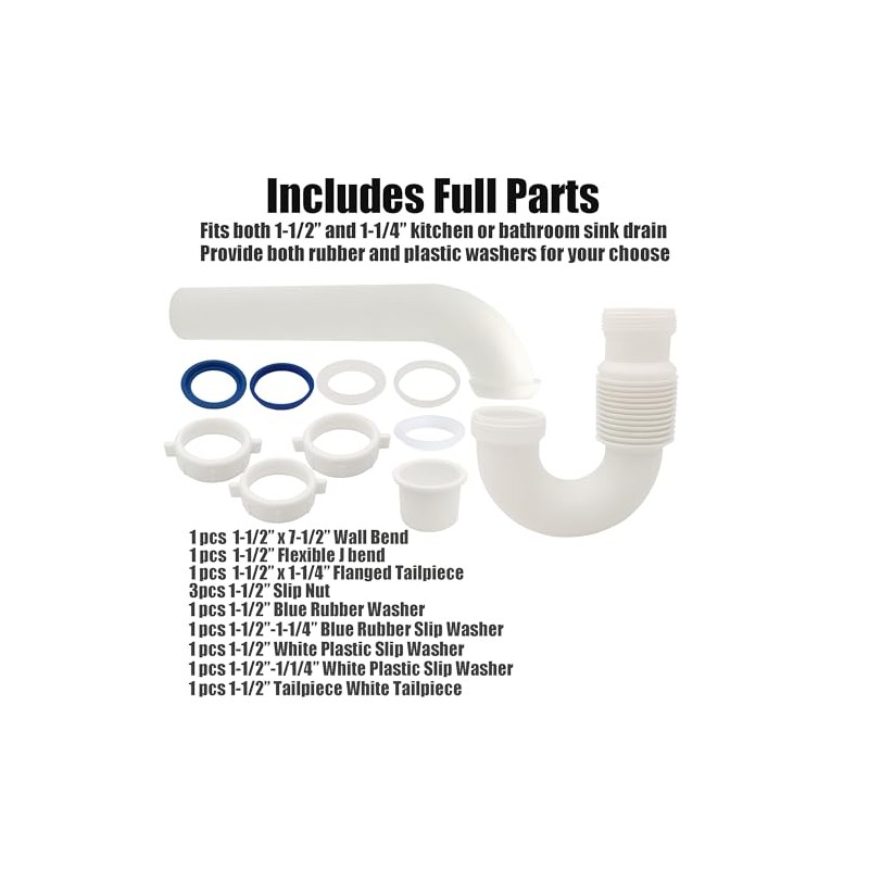 Flexible P Trap for Bathroom Sink, Flex Drain Pipe for