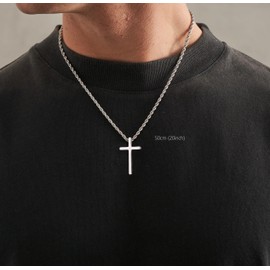 GAVU Stainless Steel Big Silver Cross Pendant Necklace for Men, Jesus Cross Necklace