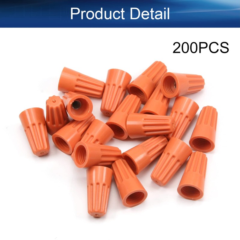 Heyiarbeit 200 Pcs Orange Electrical Wire Connectors Screw Terminals, with