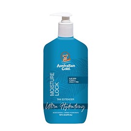 Australian Gold Moisture Lock Tan Extender Moisturizer Lotion, Nourish Skin, Lock in Color, Enriched with Aloe & Vitamin E, Reef Safe Moisturizer, Cruelty Free, 16 Ounce