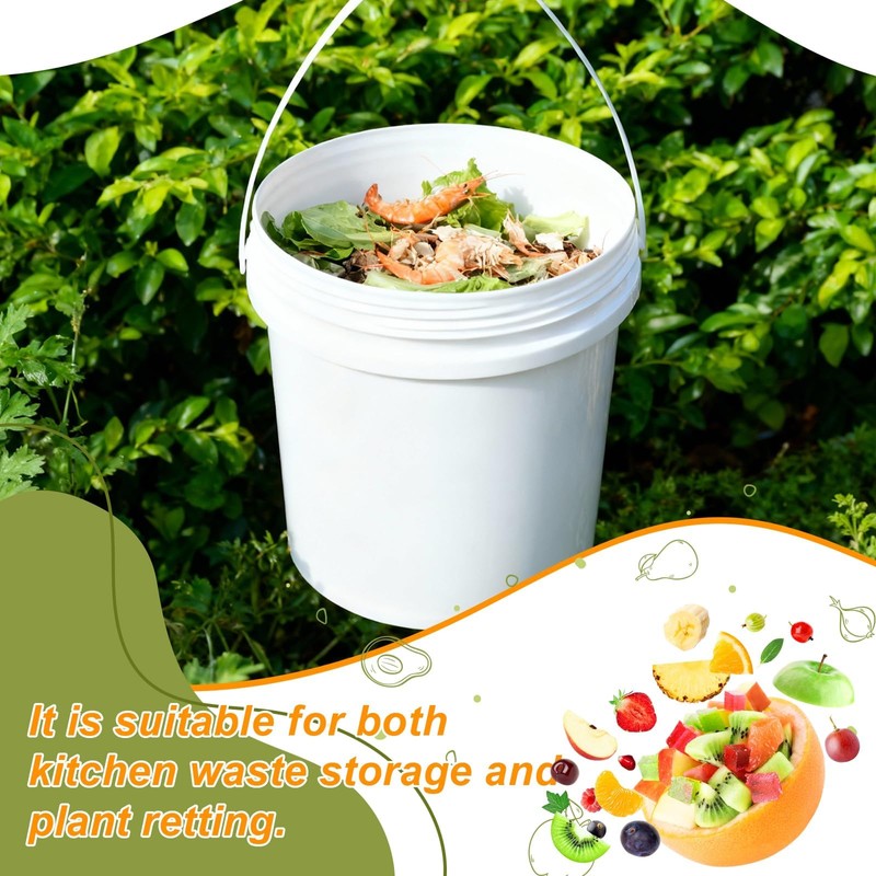 UMETASS 3PCS 2.5 Gal White Buckets Set, Durable Plastic Storage