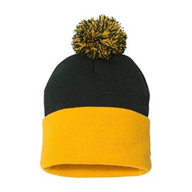 Sportsman Pom-Pom 12" Knit Beanie One Size Forest/Gold