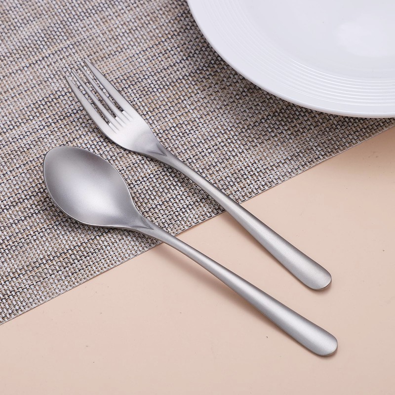 Zerophilo Titanium Cutlery Set, Lightweight Flatware, Modern Design, Dishwasher Safe,