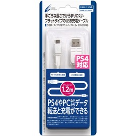 CYBER ・ マイクロUSBフラットケーブル 1.2m ( PCH-2000 用) ホワイト